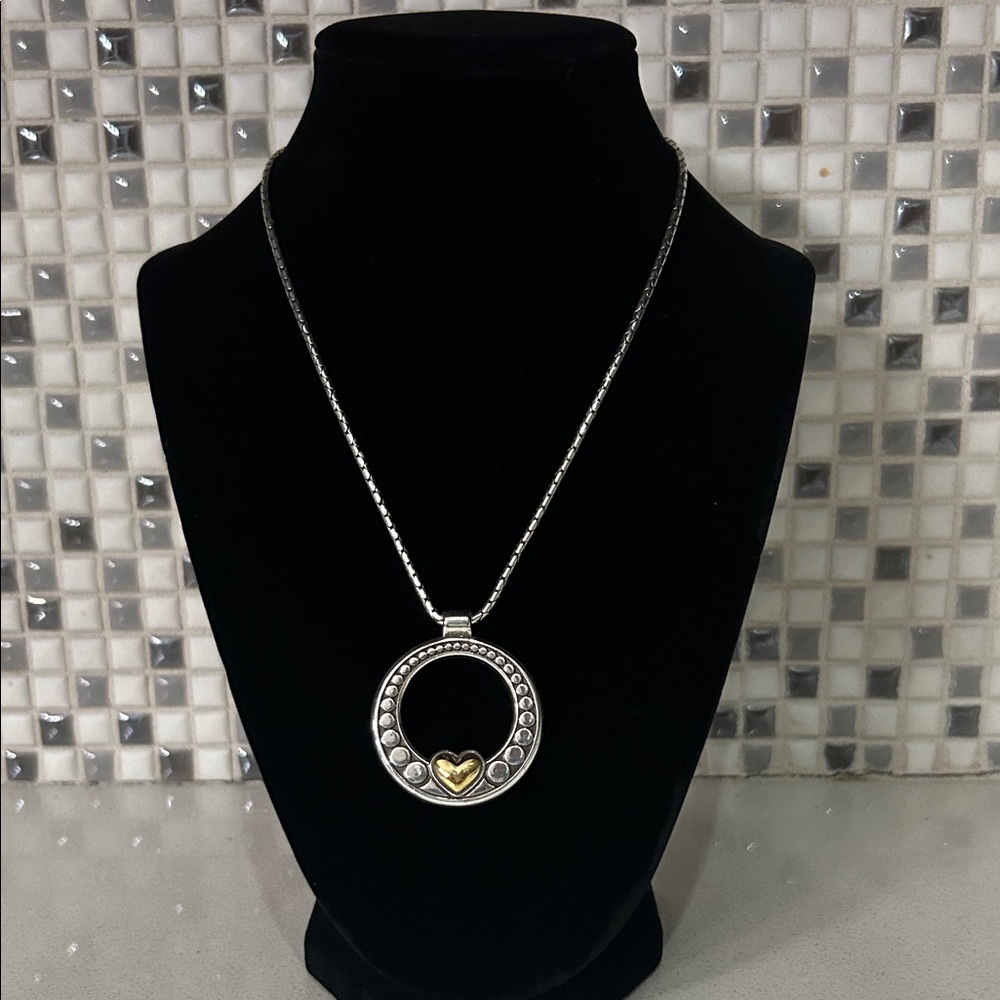 Brighton Silver and Gold Heart Pendant Necklace